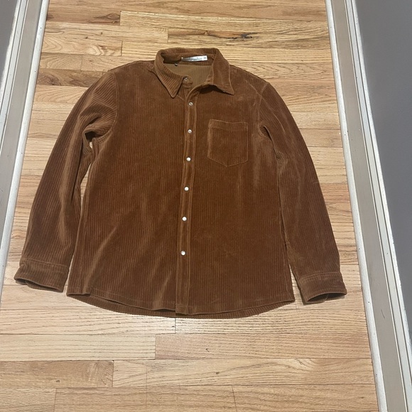 Criquet Brown Corduroy Casual Button Down Shirt with Pearl snaps - Picture 3 of 7